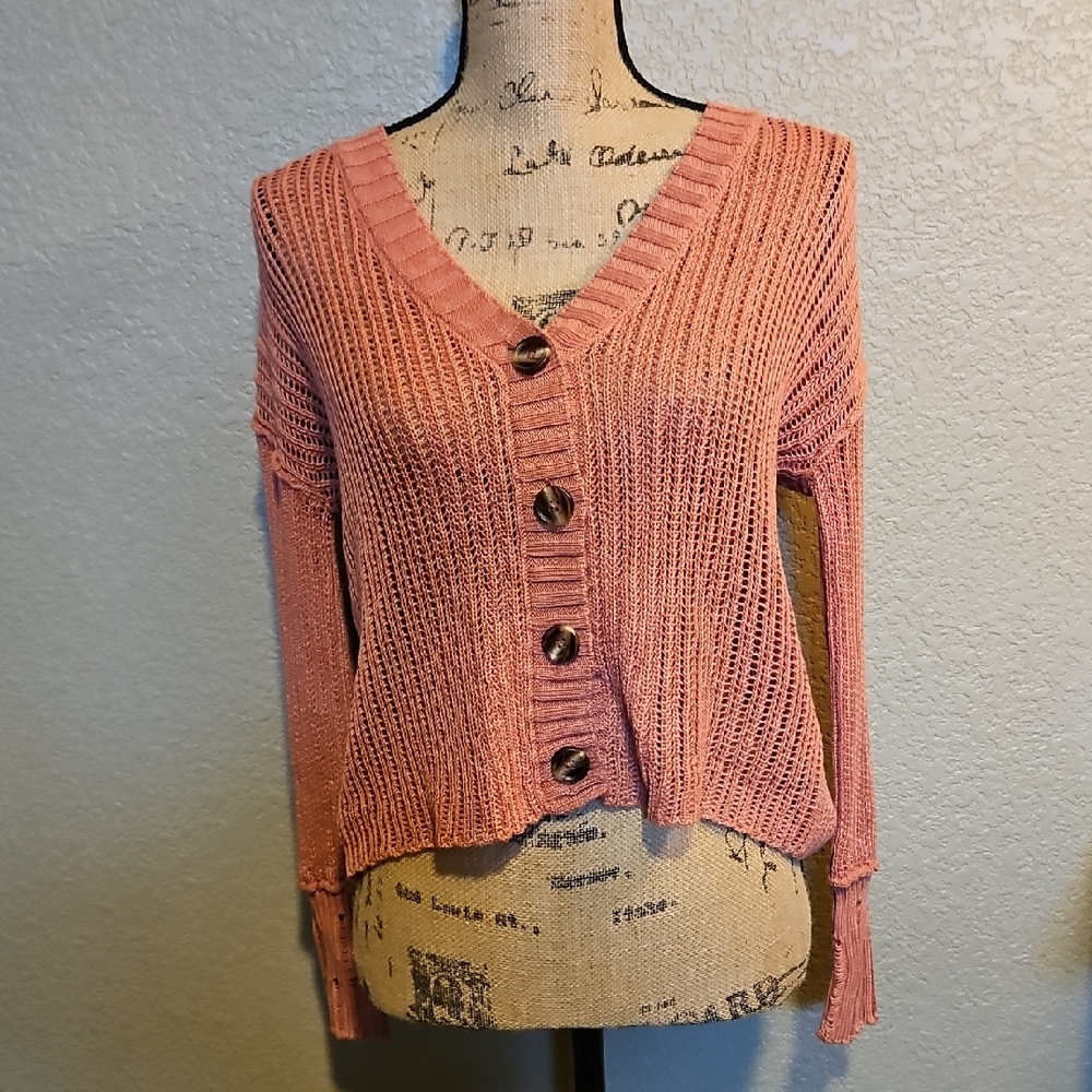 BKE Cardigan Sweater with Ribbed Knit